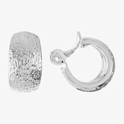 Monet Jewelry Monet Silver-tone Small Clip-on Hoop Earrings In Gray
