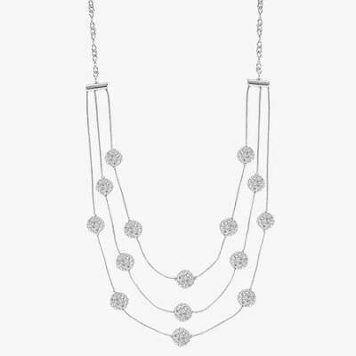Monet Jewelry Multi Layer Womens Glass 18 Inch Strand Necklace In White