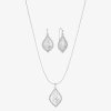 Monet Jewelry Openwork Pendant Necklace And Drop Earring Womens Glass 2-pc. Jewelry Set In Metallic
