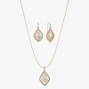Monet Jewelry Openwork Pendant Necklace And Drop Earring Womens Glass 2-pc. Jewelry Set In Gold