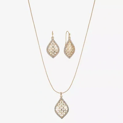 Monet Jewelry Openwork Pendant Necklace And Drop Earring Womens Glass 2-pc. Jewelry Set In Yellow