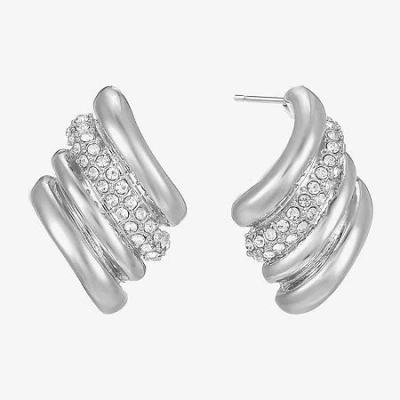 Monet Jewelry Pave Glass 23mm Diamond Stud Earrings In Silver