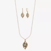 Monet Jewelry Pave Pendant Necklace And Drop Earring Womens Brown 2-pc. Jewelry Set In Gold