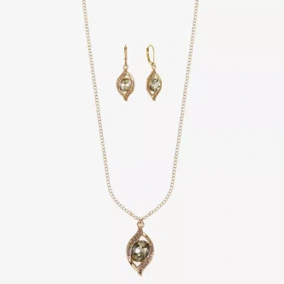 Monet Jewelry Pave Pendant Necklace And Drop Earring Womens Brown 2-pc. Jewelry Set
