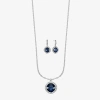 Monet Jewelry Pendant Necklace & Drop Earring Womens Glass Cushion 2-pc. Jewelry Set In Blue