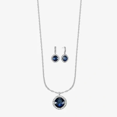 Monet Jewelry Pendant Necklace & Drop Earring Womens Glass Cushion 2-pc. Jewelry Set In Blue