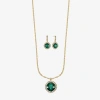 Monet Jewelry Pendant Necklace & Drop Earring Womens Glass Cushion 2-pc. Jewelry Set In Green