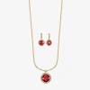 Monet Jewelry Pendant Necklace & Drop Earring Womens Glass Cushion 2-pc. Jewelry Set In Red
