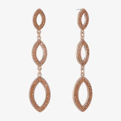 Monet Jewelry Rose Gold Linear Womens Orange Drop Earrings