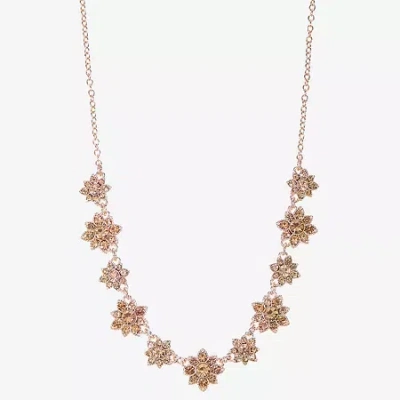 Monet Jewelry Rose Gold Womens Pink 17 Inch Collar Necklace