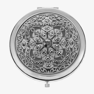 Monet Jewelry Rose Tone Compact Mirror In Silver