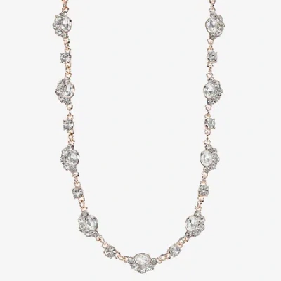 Monet Jewelry Rose Tone Womens 17 Inch Collar Necklace In White