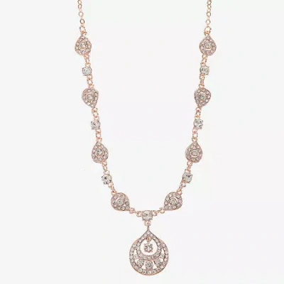 Monet Jewelry Rose Tone Womens Glass 17 Inch Pendant Necklace In Gold