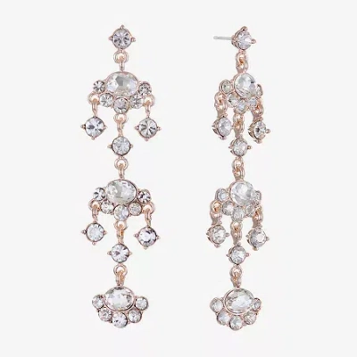 Monet Jewelry Rose Tone Womens Glass Hypoallergenic Chandelier Earrings In White