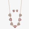 Monet Jewelry Rose Tone Womens Pink Glass Heart 2-pc. Jewelry Set In Gold