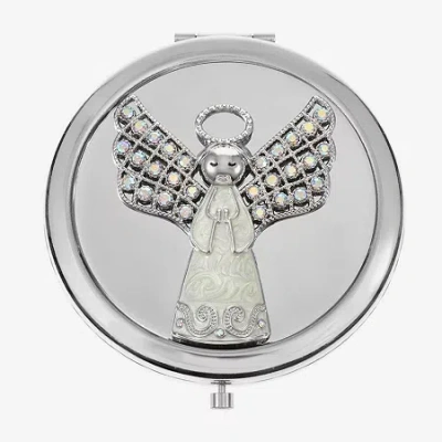 Monet Jewelry Silver Tone Angel Compact Mirror In White