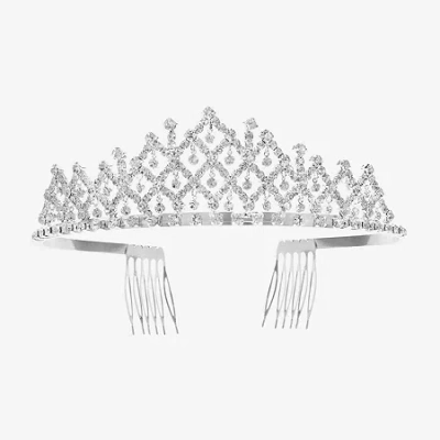 Monet Jewelry Silver Tone Crystal Tiara In Metallic