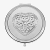 Monet Jewelry Silver Tone Filigree Silver Tone Heart Compact Mirror In Metallic