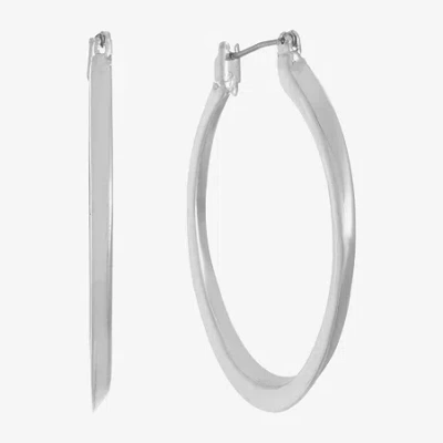 Monet Jewelry Silver Tone Oval Womens 40mm Hypoallergenic Hoop Earrings In Metallic