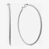 Monet Jewelry Silver Tone Twist Womens 61mm Hypoallergenic Hoop Earrings In Silver