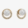 Monet Jewelry Simulated Pearl 15.7mm Stud Earrings In Gold
