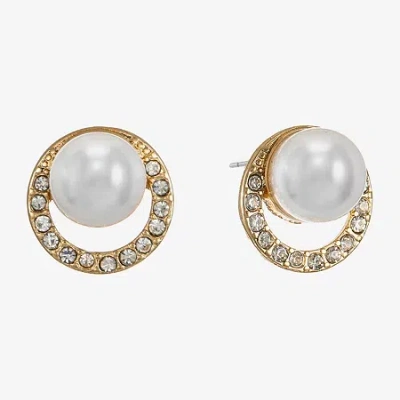 Monet Jewelry Simulated Pearl 15.7mm Stud Earrings In Gold