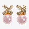 Monet Jewelry Simulated Pearl 19.2mm Stud Earrings In Pink