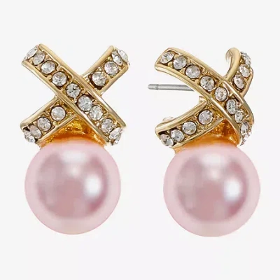 Monet Jewelry Simulated Pearl 19.2mm Stud Earrings In Pink