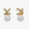 Monet Jewelry Simulated Pearl 19.2mm Stud Earrings In Gold
