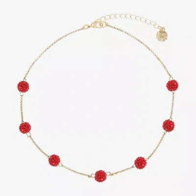 Monet Jewelry Strand Womens 17 Inch Collar Necklace In Red