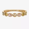 Monet Jewelry Stretch Womens Brown Glass Oval Bangle Bracelet In Gold
