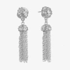 Monet Jewelry Tassel Womens Hypoallergenic Drop Earrings In Silver