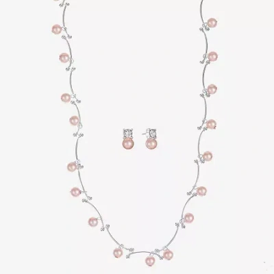 Monet Jewelry Timeless Collar Necklace And Stud Earring Womens Simulated Pearl 2-pc. Jewelry Set In Pink