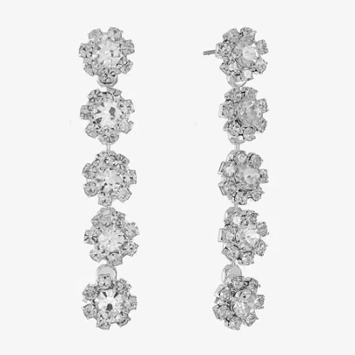 Monet Jewelry Timeless Flower Linear Womens Hypoallergenic Drop Earrings In Silver