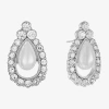 Monet Jewelry Timeless Glass Simulated Pearl 21mm Stud Earrings In Silver