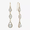 Monet Jewelry Timeless Gold Tone Womens Glass Simulated Pearl Drop Earrings In Gold