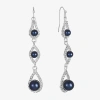 Monet Jewelry Timeless Linear Womens Simulated Pearl Round Drop Earrings In Blue