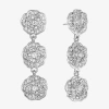 Monet Jewelry Timeless Rose Linear Womens Glass Flower Hypoallergenic Drop Earrings In Silver