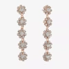 Monet Jewelry Timeless Rosegold Tone Flower Linear Womens Hypoallergenic Drop Earrings In Gold