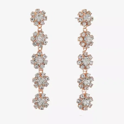Monet Jewelry Timeless Rosegold Tone Flower Linear Womens Hypoallergenic Drop Earrings In White