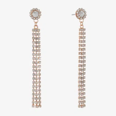 Monet Jewelry Timeless Rosegold Tone Linear Womens Hypoallergenic Drop Earrings In White