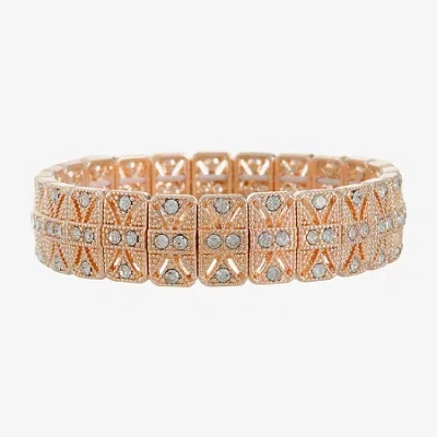 Monet Jewelry Timeless Rosegold Tone Womens Stretch Bracelet In White