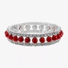 Monet Jewelry Timeless Silver Tone & Red Womens Glass Simulated Pearl Round Stretch Bracelet In Red