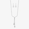 Monet Jewelry Timeless Silver Tone Bolo Necklace & Drop Earrings Womens Glass 2-pc. Jewelry Set In Silver