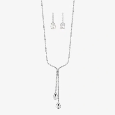 Monet Jewelry Timeless Silver Tone Bolo Necklace & Drop Earrings Womens Glass 2-pc. Jewelry Set