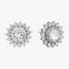 Monet Jewelry Timeless Silver Tone Button Cubic Zirconia 14.6mm Round Stud Earrings In Silver