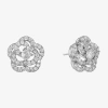 Monet Jewelry Timeless Silver Tone Cubic Zirconia 11.4mm Flower Stud Earrings In Silver