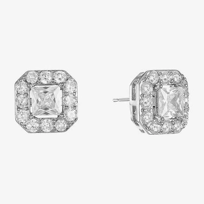Monet Jewelry Timeless Silver Tone Cubic Zirconia 11mm Square Stud Earrings