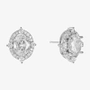 Monet Jewelry Timeless Silver Tone Cubic Zirconia 15mm Oval Stud Earrings In Silver