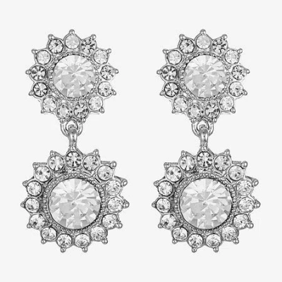 Monet Jewelry Timeless Silver Tone Double Womens Glass Round Hypoallergenic Drop Earrings In Metallic